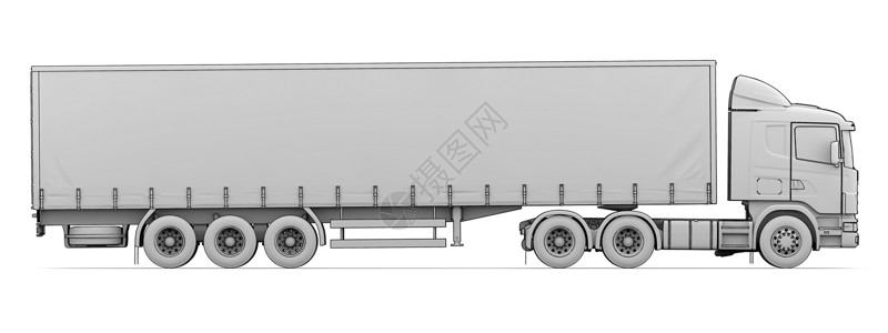 Slaych 白色卡车汽车工程柴油机阴影车辆牵引车绘画货物倾斜草图背景图片