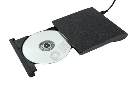 当代音乐白色背景的可移植 Cd Dvd 外部驱动器笔记本记录贮存剪裁燃烧电气喷射盒子数据机动性背景