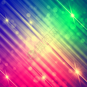 星星圆形光晕带闪光线和恒星的抽象motley彩虹背景背景
