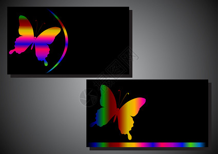 带有蝴蝶的名片空白商业横幅公司办公室卡片彩虹背景图片