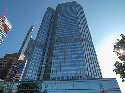 法兰克福的欧洲央行纪念碑摩天大楼银行联盟货币地标背景图片