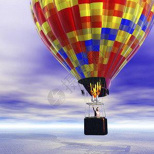 热气球飞海热气球运动空气失重舒适地平线飞行天空闲暇背景
