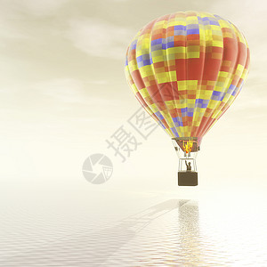 热气球飞海热气球舒适失重运动飞行天空空气闲暇地平线背景