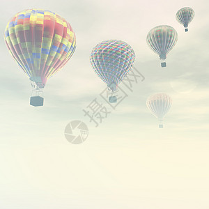 热气球飞海热气球运动舒适闲暇地平线飞行空气天空失重背景