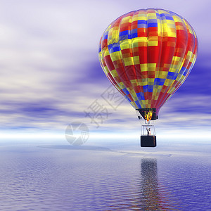 热气球飞海热气球运动空气闲暇舒适天空飞行失重地平线背景