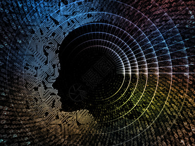 迈向新征程迈向数字情报组织代码计算机知识电脑智力算法元素头脑插图虚拟现实背景
