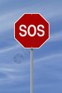 SOS 求救标志情况帮助警报电码信号危险警告交通红色背景图片