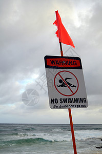 禁止私自游泳野外海洋标志符号背景
