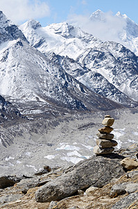 参照尼泊尔喜马拉雅省Khumbu地区的石碑背景