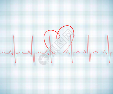 redRed ECG 红心直线 在网格背景上显示心脏图形背景