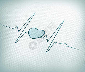 Teal ECG 直线与心脏图形背景图片