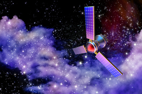 空间定位3D地球人造卫星模型3D车站技术信号科学导航发射望远镜宇宙数据间谍背景