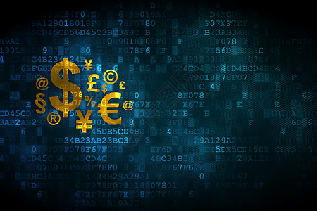 主意符号数字背景上的金融概念金融符号蓝色电脑屏幕伙伴生意展示成就技术战略营销背景