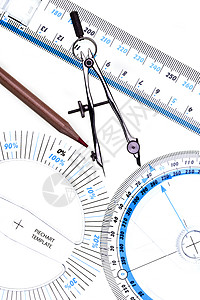 几何集塑料乐器罗盘测量学校饼形几何统治者绘画几何学背景图片