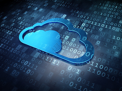 像素云云层技术概念 数字背景的蓝云软件全球商业社会网络像素世界金属高科技创新背景