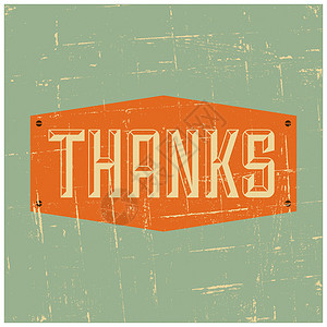 感谢一路有你感谢您的贺卡风格正方形标签假期海报橙子明信片网络划痕绿色背景
