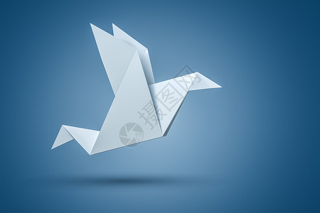 折纸元素折纸鸟蓝色身份插图公司折叠天空标识情感翅膀明信片背景