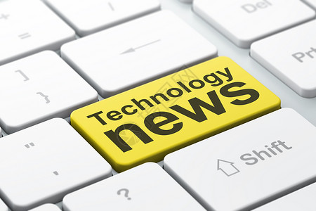 黄色新闻新闻概念 关于计算机键盘背景的技术新闻电脑键盘背景中心金融白色网络钥匙通讯杂志报纸出版物文章背景