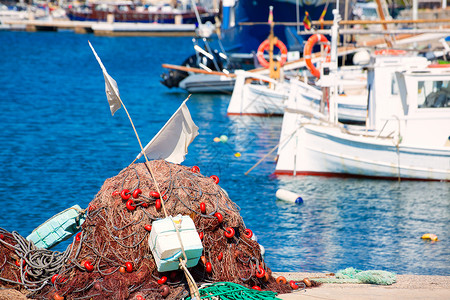Formentera地中海岛屿的捕捞渔具高清图片
