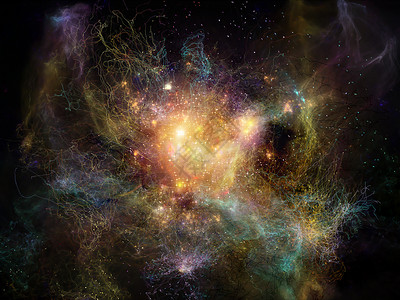 分形星云的可视化漩涡宇宙运动技术卷须曲线天文学粒子星星黑色背景图片