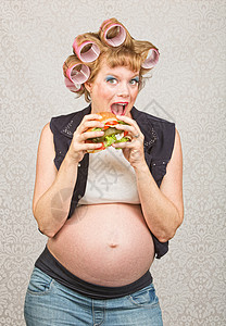 没用孕妇吃桑威奇母性蓝色乡巴佬母亲化妆品主妇口红妈妈女士肚子背景