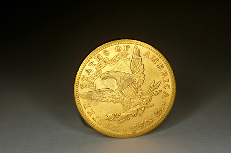 一硬币 十美元金银行业现金投资金条金融货币储蓄宝藏金属财富背景