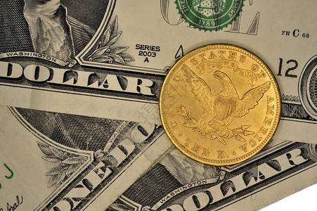 一硬币 十美元金宝藏金条银行业信用金融财富现金联盟储蓄货币背景