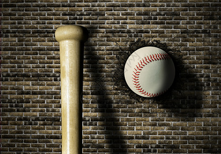 砖墙上的棒球竞赛联盟运动木头背景图片