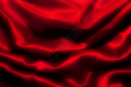 红色波浪边框红折叠的边框背景材料帆布曲线织物奢华艺术柔软度折痕折叠波浪背景