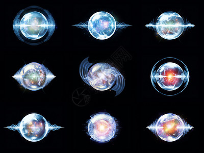 波浪花粒原子辐射粒子力量元素球体教育地球精神插图背景图片