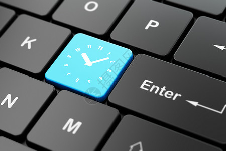 计算机键盘背景上的时间轴概念时钟数字历史手表白色日程按钮小时倒数黑色年表背景图片