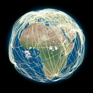线地球连接世界的非洲观点背景