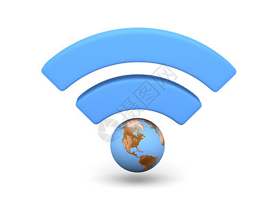 蓝色无线Fi符号白色网吧插图上网行星互联网地球热点网络背景图片