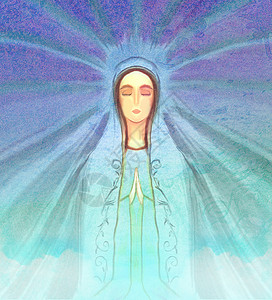 圣母玛利亚肖像女神雕像宗教祷告灵魂绘画数字光环宣讲母亲背景图片