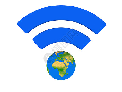 蓝色无线Fi符号白色插图上网行星地球互联网网络网吧热点背景图片
