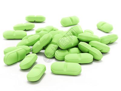 马真塔白底绿药片疼痛药店剂量处方红色止痛药制药药品卫生白色背景