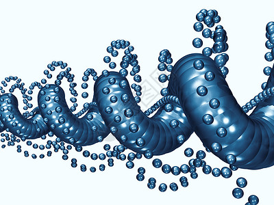 漂浮蓝色珠子蓝螺旋科学物理化学粒子数学蓝色实验室力量旋转渲染背景