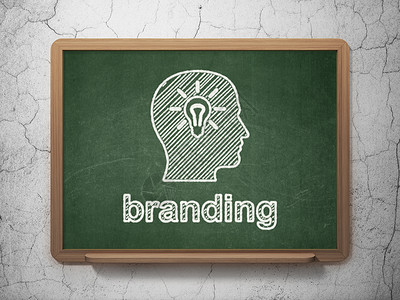 绿色品牌营销概念 以黑板为背景的轻批量和品牌头目背景