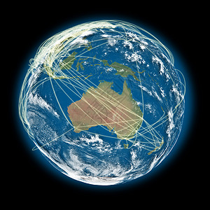 行星轨迹连接世界的澳大利亚观点背景