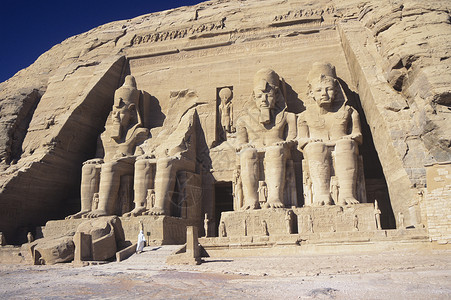 各莫寺Abu Simbel的Ramesses二世寺背景