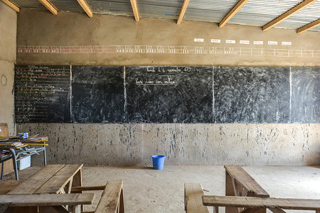 课堂教室教育第三世界木头班级贫困桌子办公桌背景图片