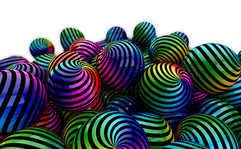 彩色球横幅挂饰彩色球艺术圆圈塑料气泡横幅商业插图墙纸曲线反射背景