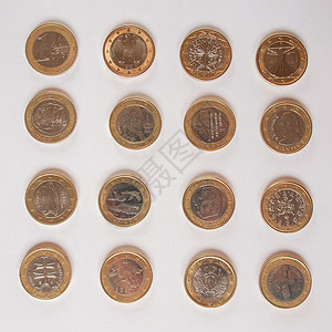 欧元货币硬币财富商业金融银行业背景图片