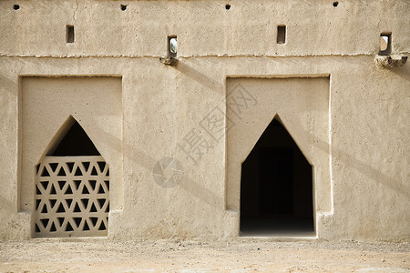 艾因Al Jahli 堡垒的建筑细节 Al Ain 迪拜 阿拉伯联合酋长国背景