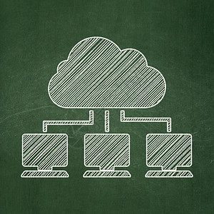 云计算概念 黑板背景的云网学校计算网络服务器软件教育互联网技术桌面监视器背景图片