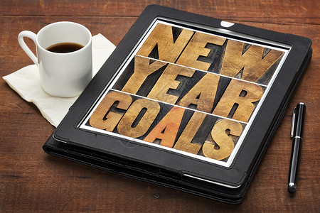 数字平板电脑新年目标背景图片