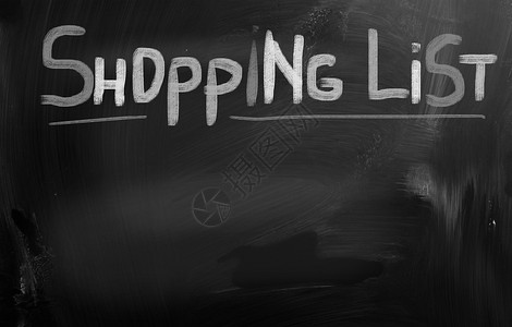 购物清单列表购物清单概念白色杂货店记忆黑板粉笔库存照片市场框架黑色背景
