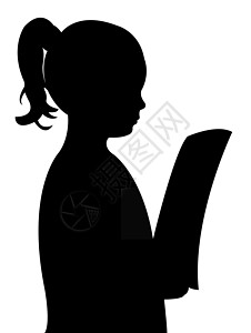 看书剪影阅读报纸环影矢量的女童图标资料小册子女儿头发女性头像女孩儿童剪影头背景