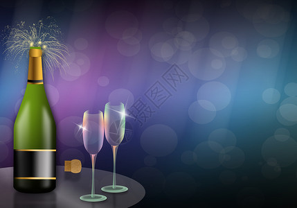 新年快乐瓶子眼镜乐趣庆典派对背景图片