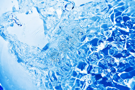 蓝水飞溅液体运动波纹流动宏观气泡海浪背景图片